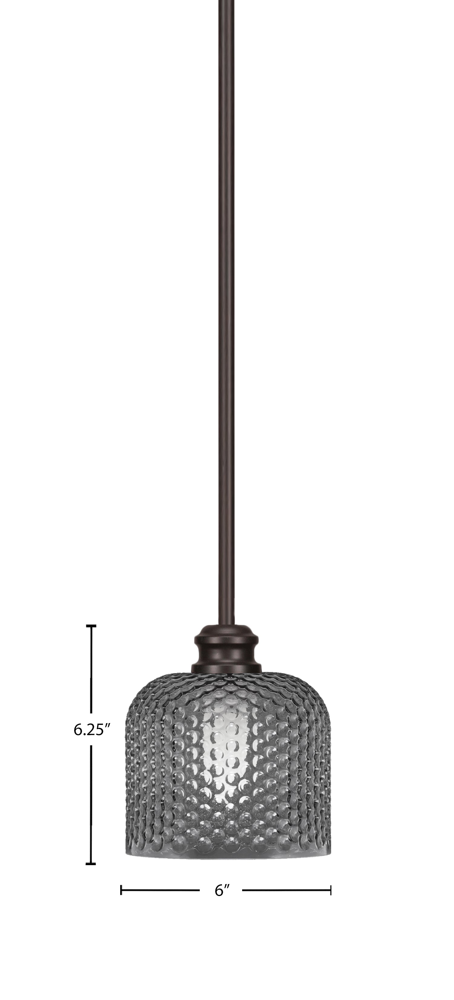 Edge One Light Mini Pendant in Espresso with 6" Smoke Textured Shade