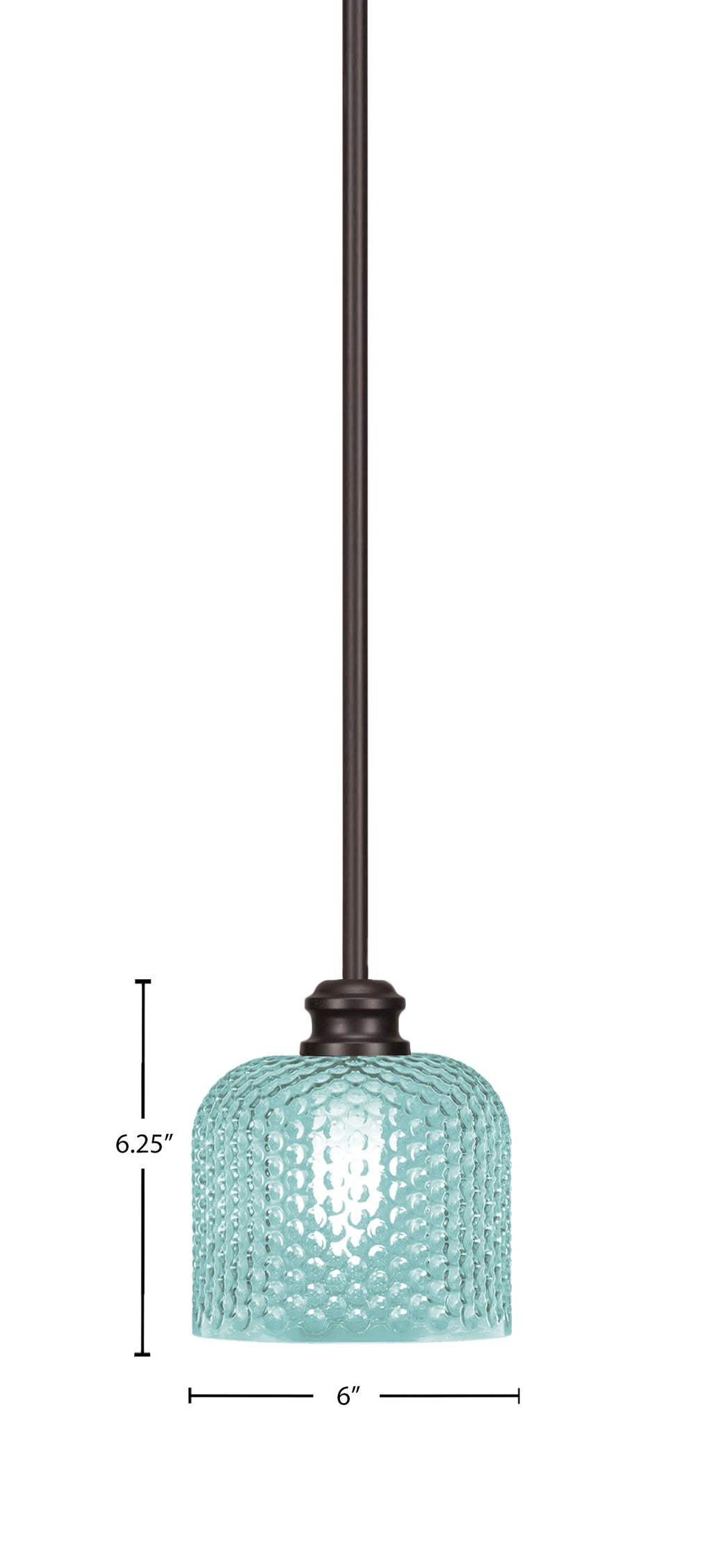 Edge One Light Mini Pendant in Espresso with 6" Turquoise Textured Shade