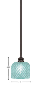 Edge One Light Mini Pendant in Espresso with 6" Turquoise Textured Shade