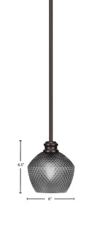 Edge One Light Mini Pendant in Espresso with 6" Smoke Textured Shade