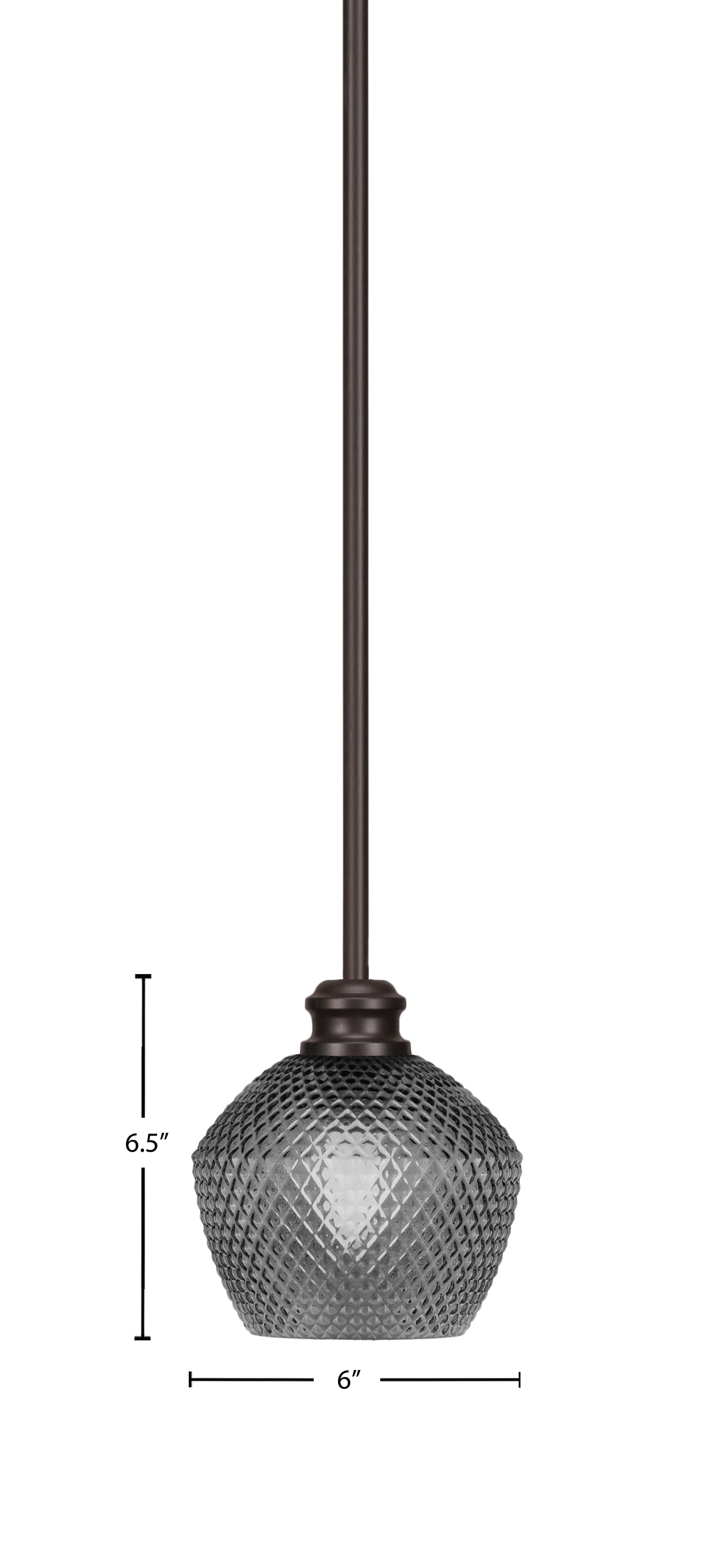 Edge One Light Mini Pendant in Espresso with 6" Smoke Textured Shade