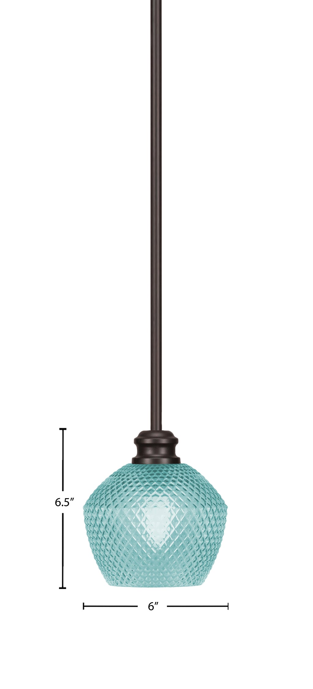 Edge One Light Mini Pendant in Espresso with 6" Turquoise Textured Shade