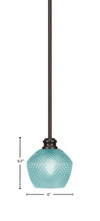 Edge One Light Mini Pendant in Espresso with 6" Turquoise Textured Shade