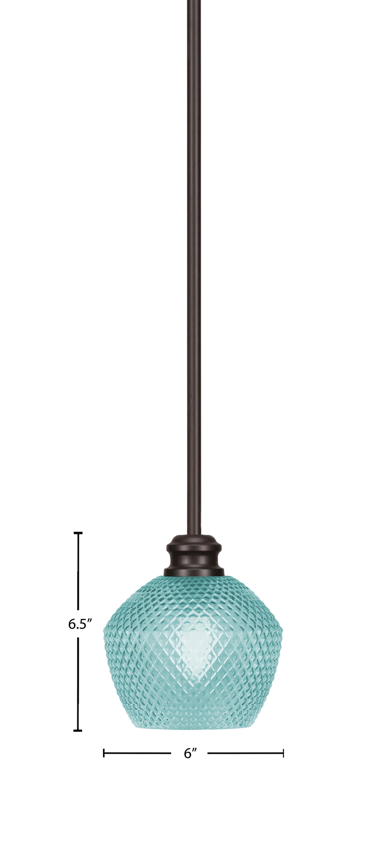 Edge One Light Mini Pendant in Espresso with 6" Turquoise Textured Shade