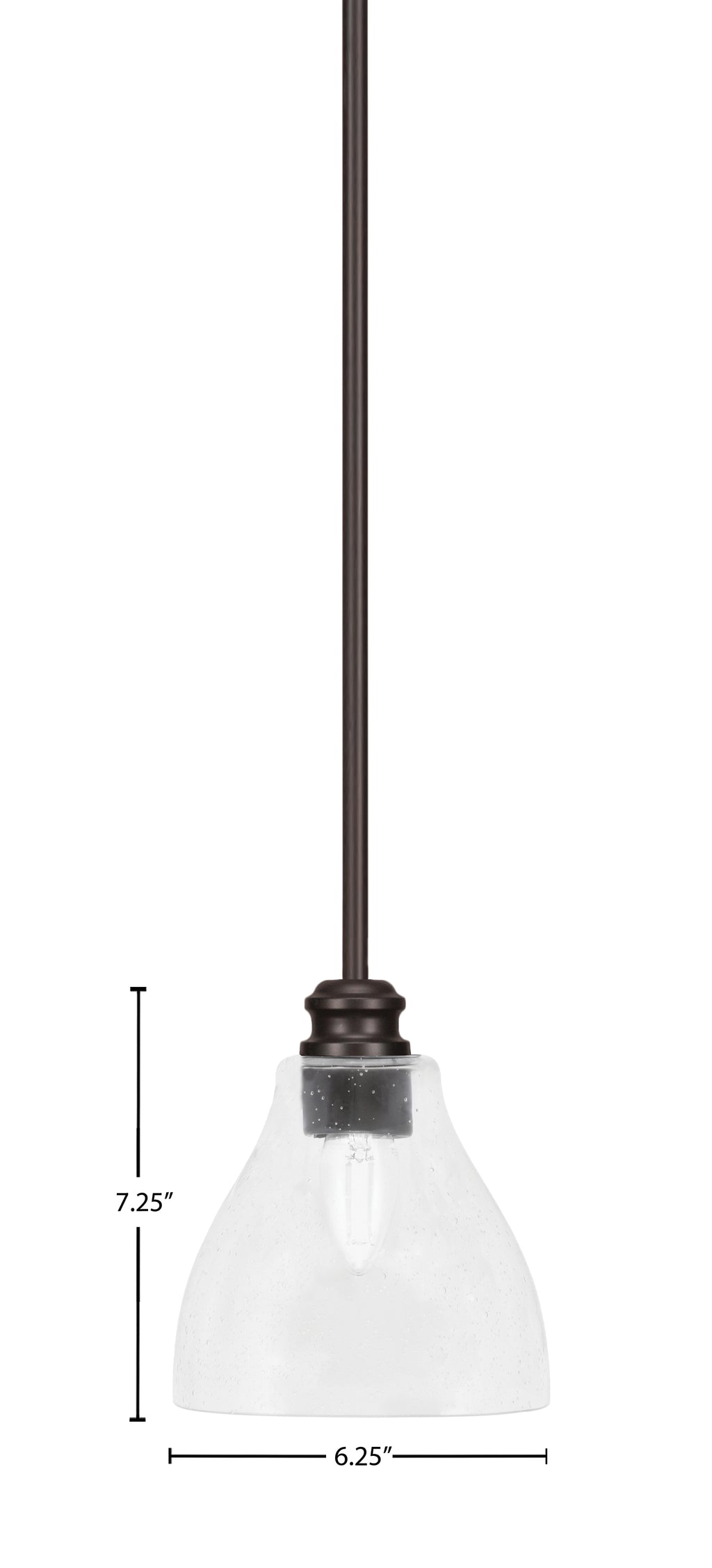 Edge One Light Mini Pendant in Espresso with 6.25" Clear Bubble Shade
