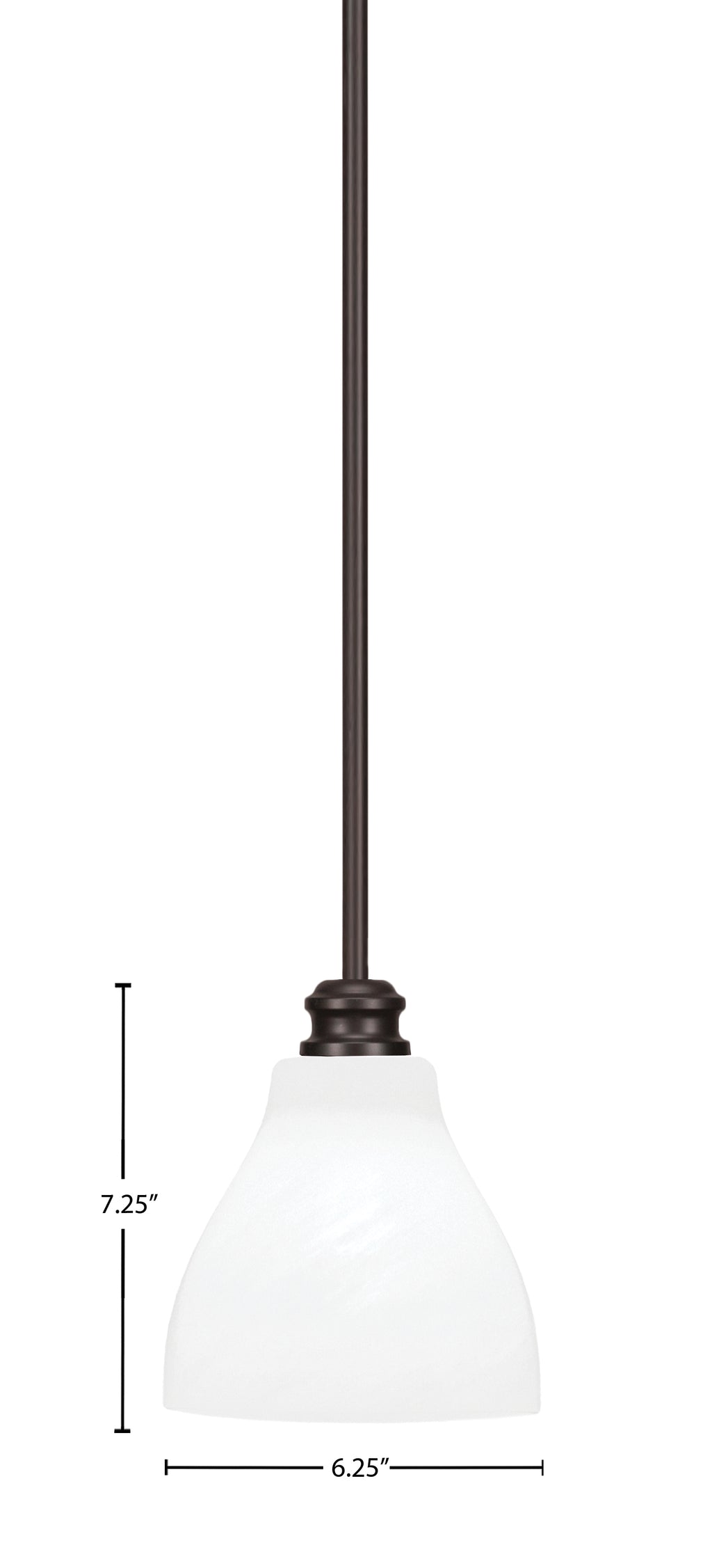 Edge One Light Mini Pendant in Espresso with 6.25" White Marble Shade