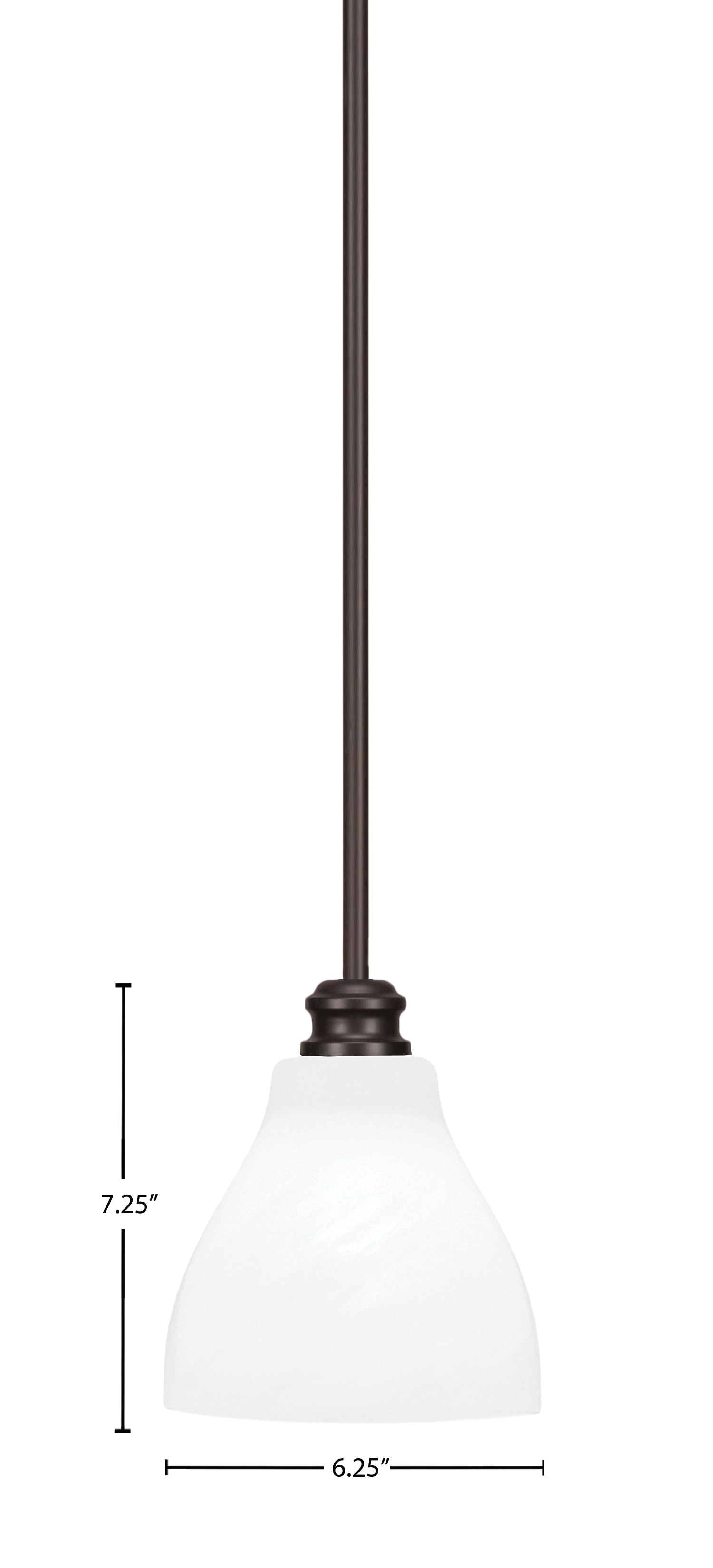 Edge One Light Mini Pendant in Espresso with 6.25" White Marble Shade