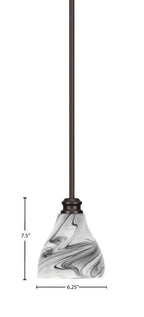 Edge One Light Mini Pendant in Espresso with 6.25" Onyx Swirl Shade