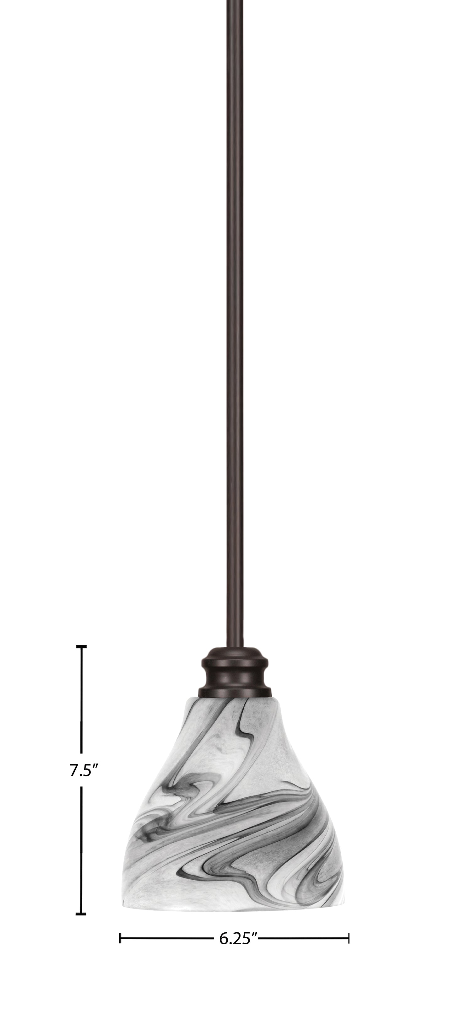 Edge One Light Mini Pendant in Espresso with 6.25" Onyx Swirl Shade