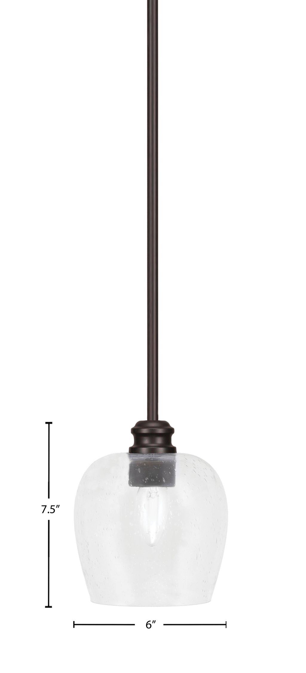 Edge One Light Mini Pendant in Espresso with 6" Clear Bubble Shade