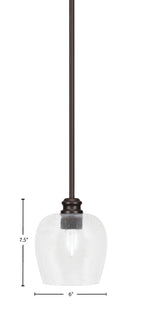 Edge One Light Mini Pendant in Espresso with 6" Clear Bubble Shade