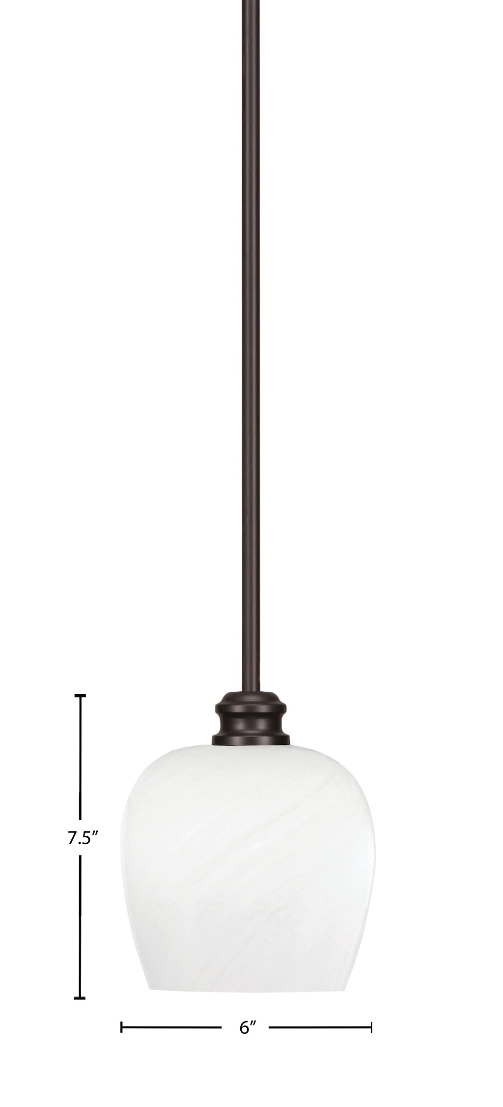Edge One Light Mini Pendant in Espresso with 6" White Marble Shade