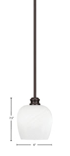 Edge One Light Mini Pendant in Espresso with 6" White Marble Shade