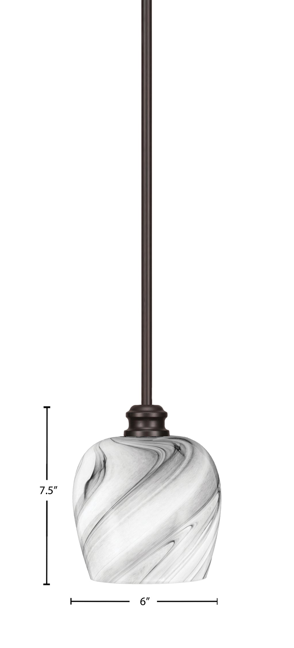 Edge One Light Mini Pendant in Espresso with 6" Onyx Swirl Shade