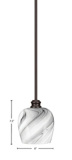 Edge One Light Mini Pendant in Espresso with 6" Onyx Swirl Shade