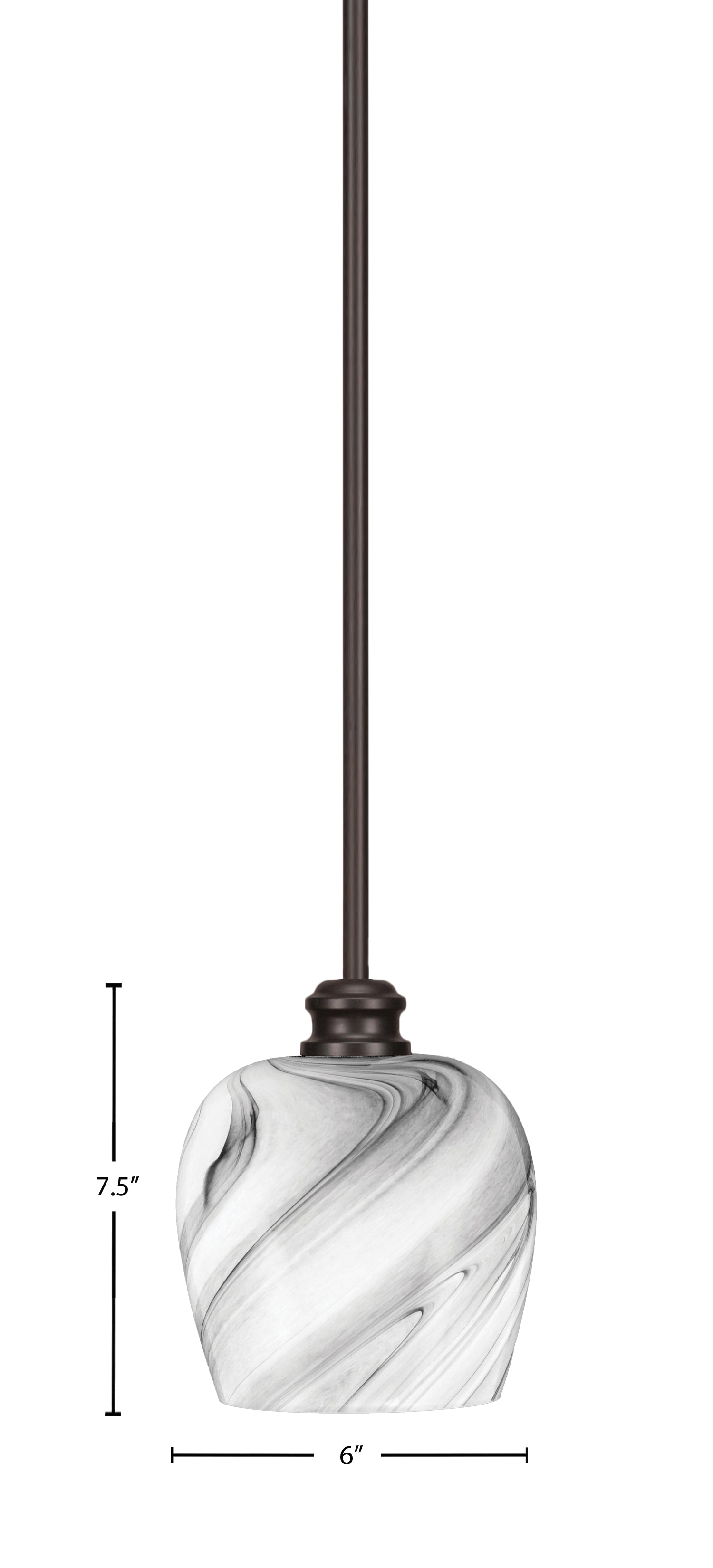Edge One Light Mini Pendant in Espresso with 6" Onyx Swirl Shade