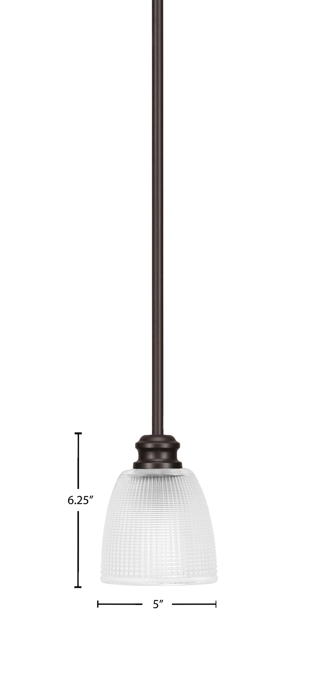 Edge One Light Mini Pendant in Espresso with 5" Clear Ribbed Shade