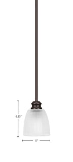 Edge One Light Mini Pendant in Espresso with 5" Clear Ribbed Shade