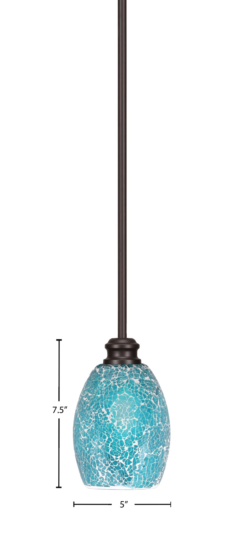Edge One Light Mini Pendant in Espresso with 5" Turquoise Fusion Shade