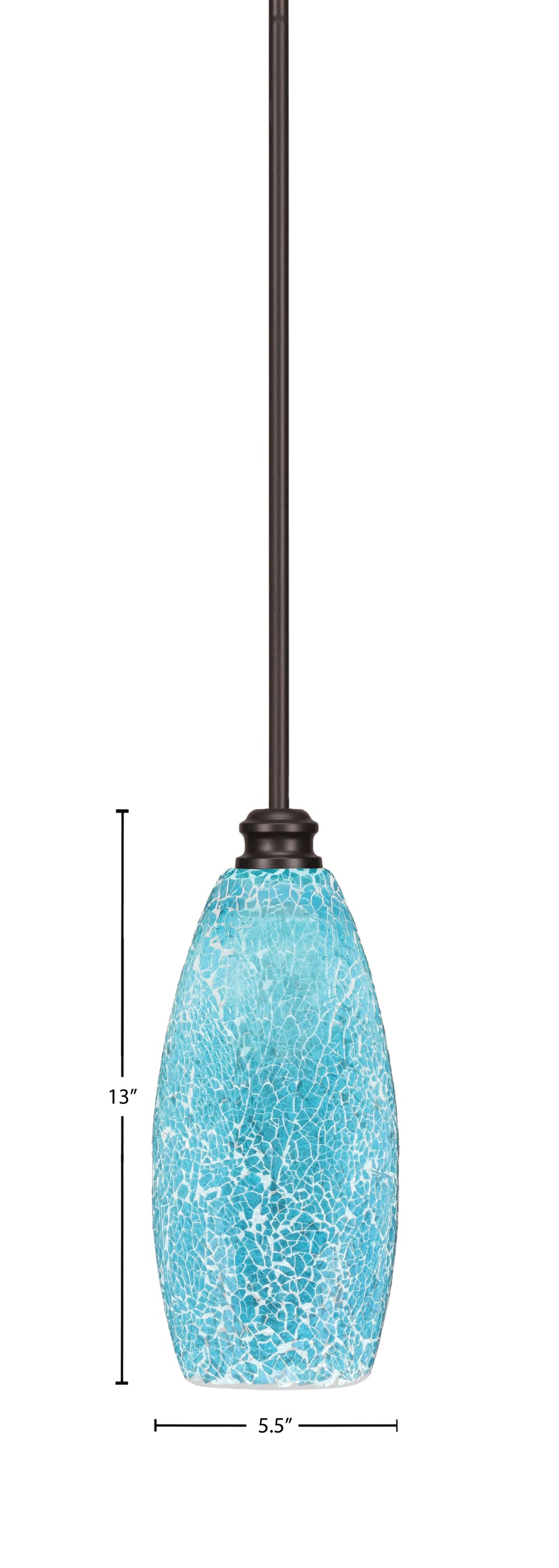 Edge One Light Mini Pendant in Espresso with 5.5" Turquoise Fusion Shade