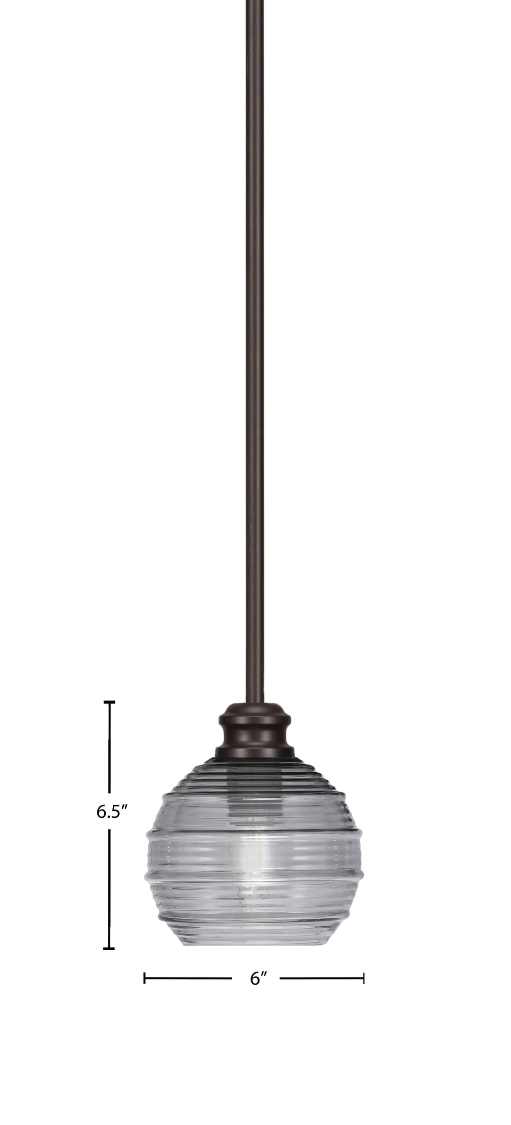 Edge One Light Mini Pendant in Espresso with 6" Smoke Ribbed Shade