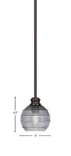 Edge One Light Mini Pendant in Espresso with 6" Smoke Ribbed Shade