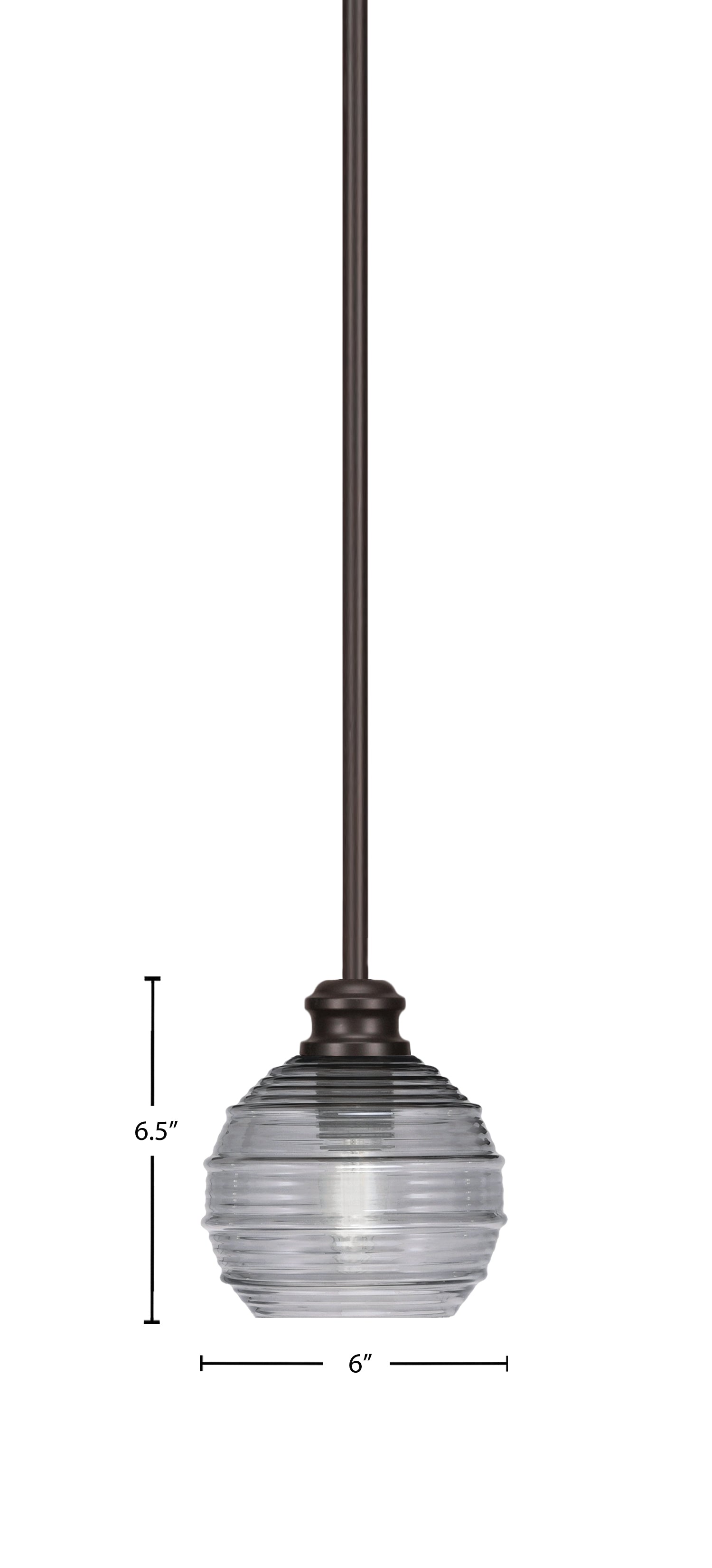 Edge One Light Mini Pendant in Espresso with 6" Smoke Ribbed Shade