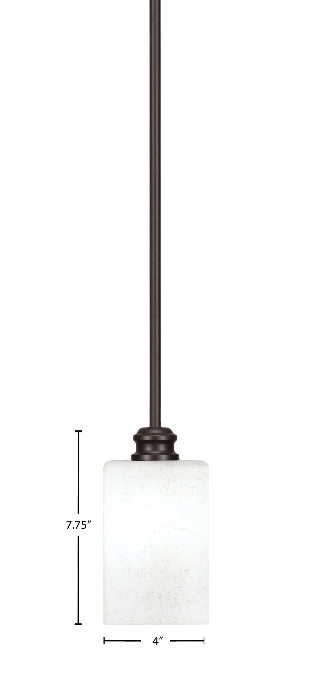 Edge One Light Mini Pendant in Espresso with 4" Square White Muslin Shade