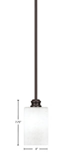 Edge One Light Mini Pendant in Espresso with 4" Square White Muslin Shade