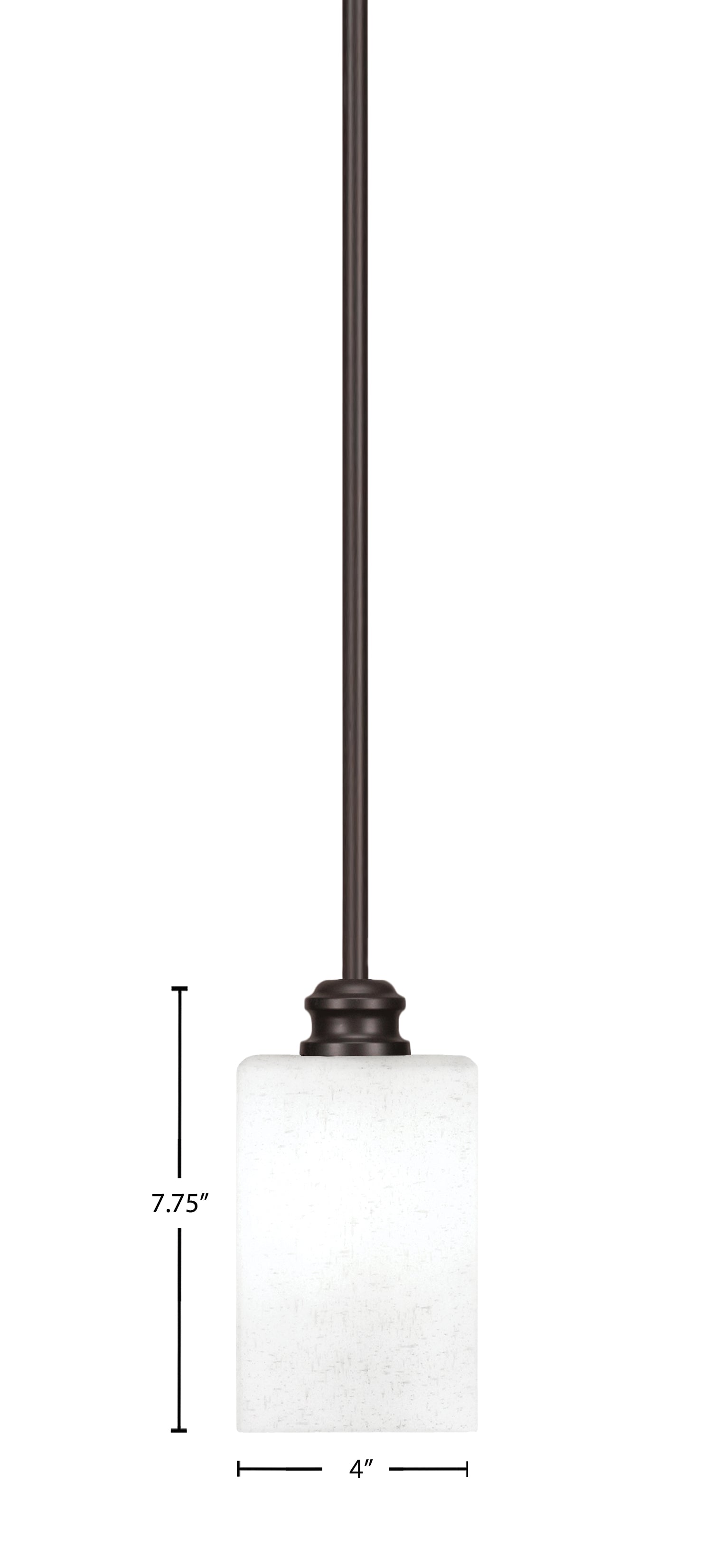 Edge One Light Mini Pendant in Espresso with 4" Square White Muslin Shade