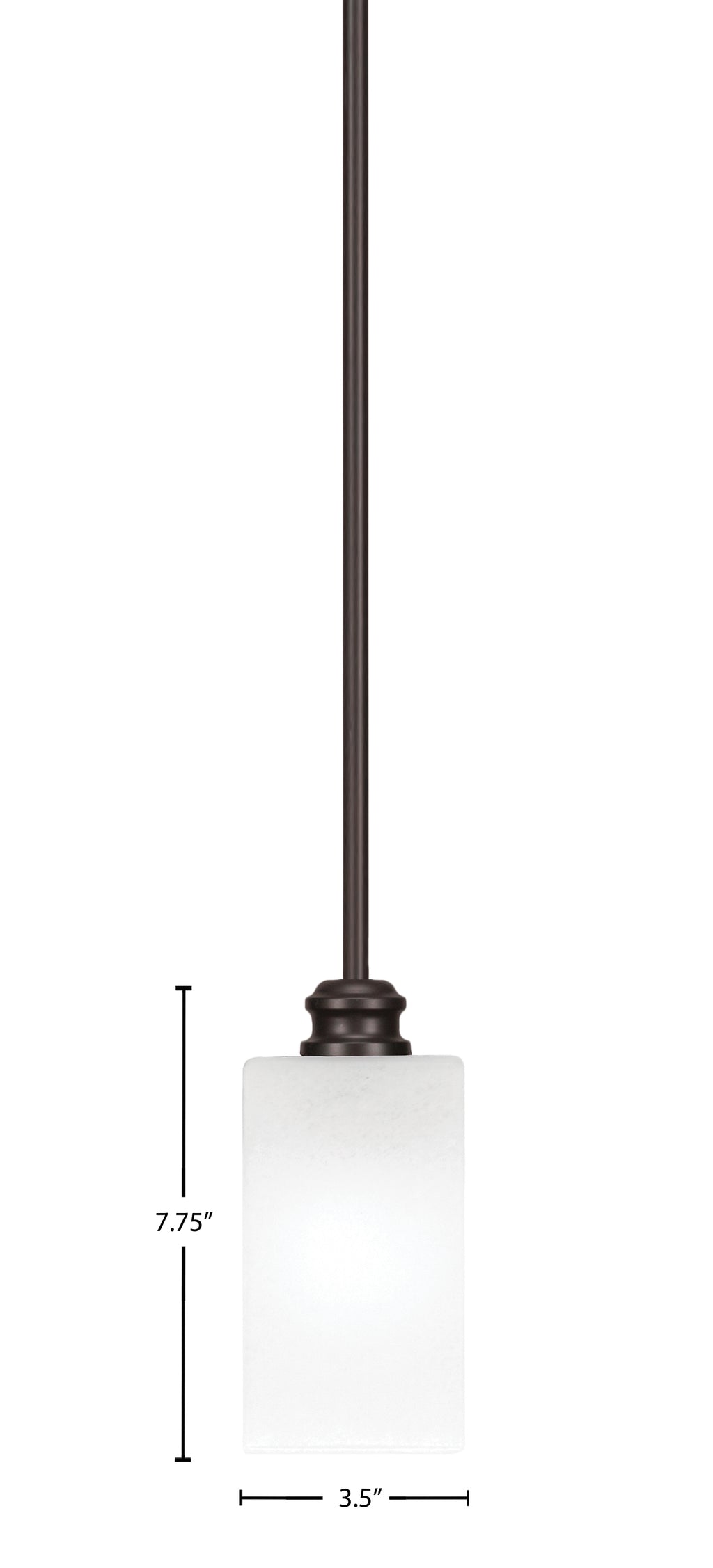 Edge One Light Mini Pendant in Espresso with 3.5" Square White Marble Shade