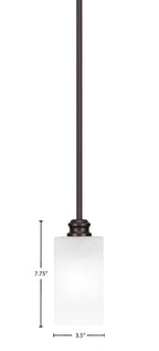 Edge One Light Mini Pendant in Espresso with 3.5" Square White Marble Shade