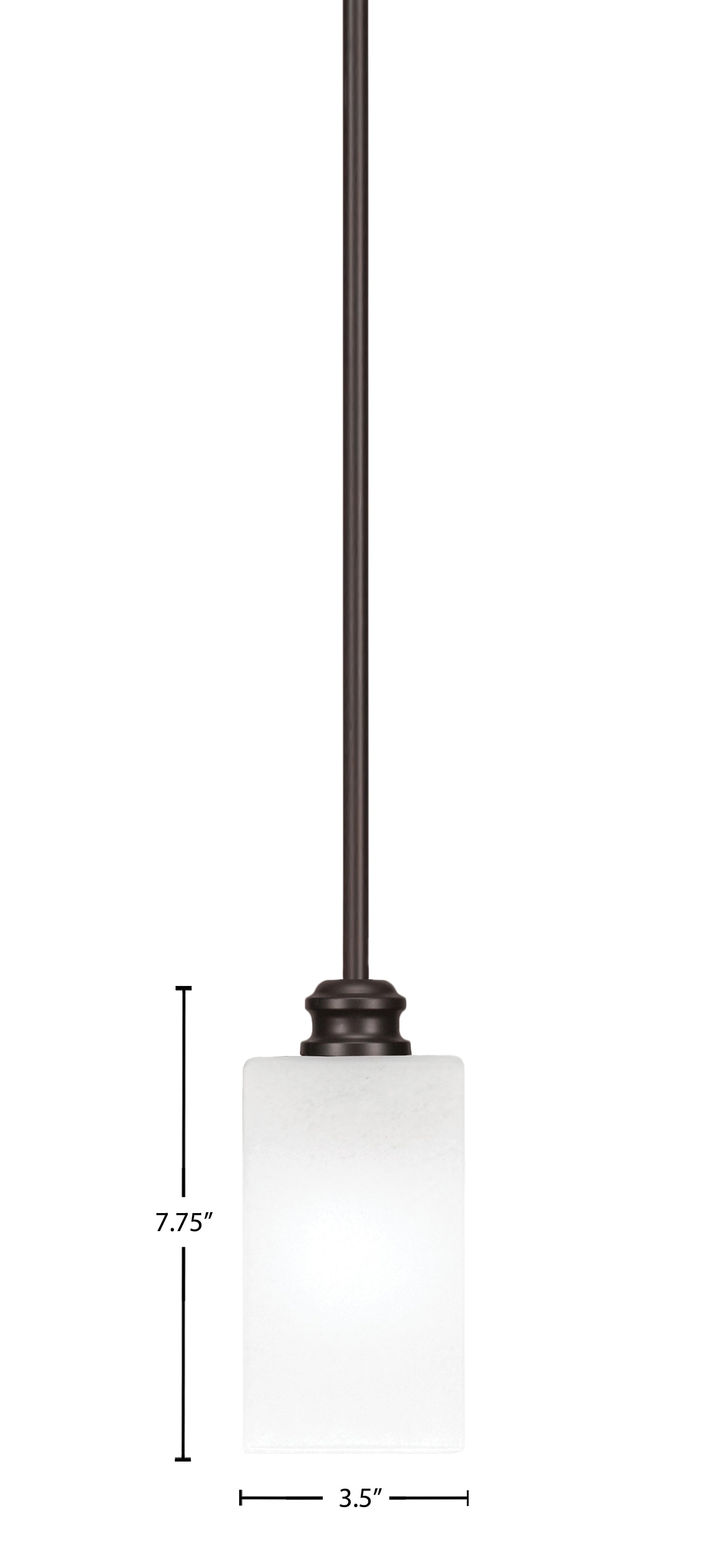 Edge One Light Mini Pendant in Espresso with 3.5" Square White Marble Shade