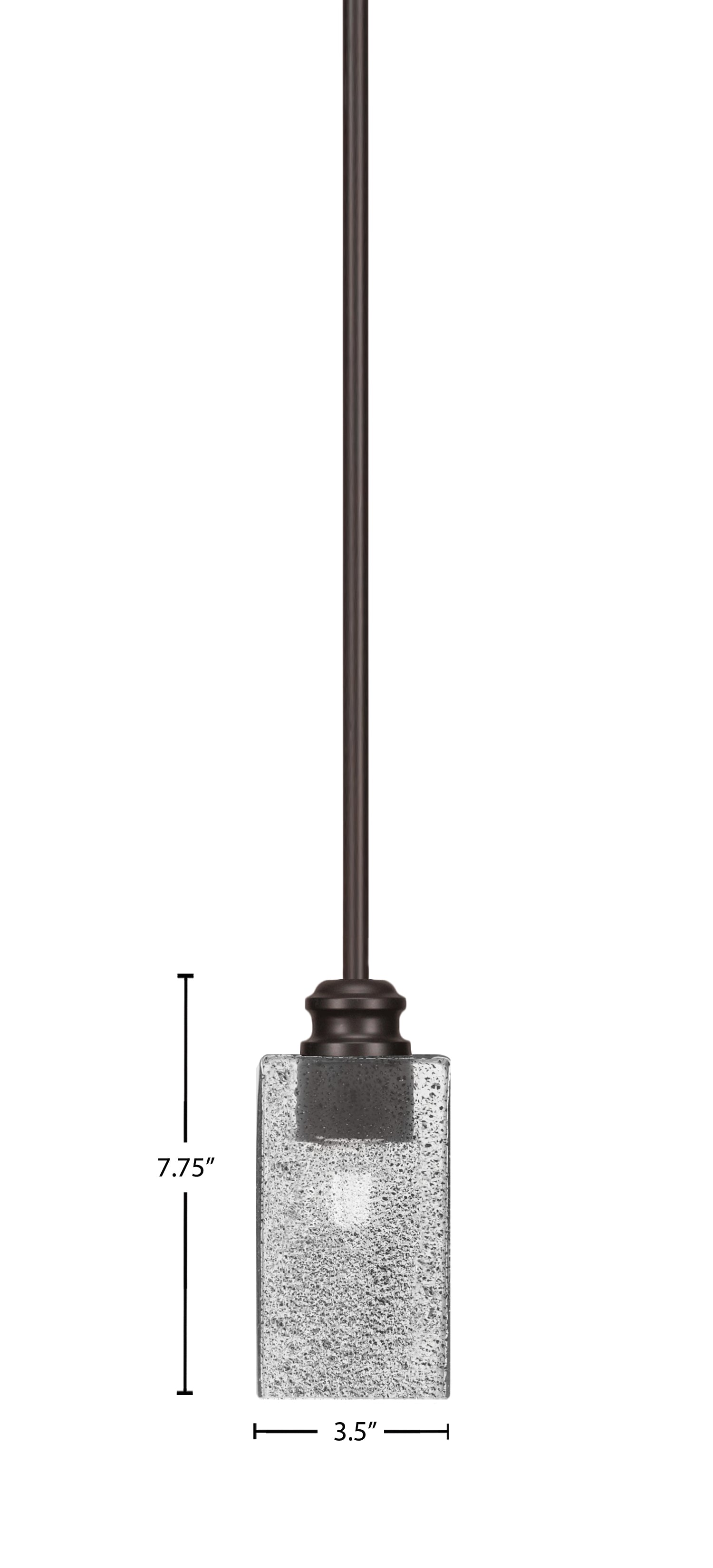 Edge One Light Mini Pendant in Espresso with 3.5" Square Smoke Bubble Shade