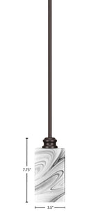 Edge One Light Mini Pendant in Espresso with 3.5" Square Onyx Swirl Shade
