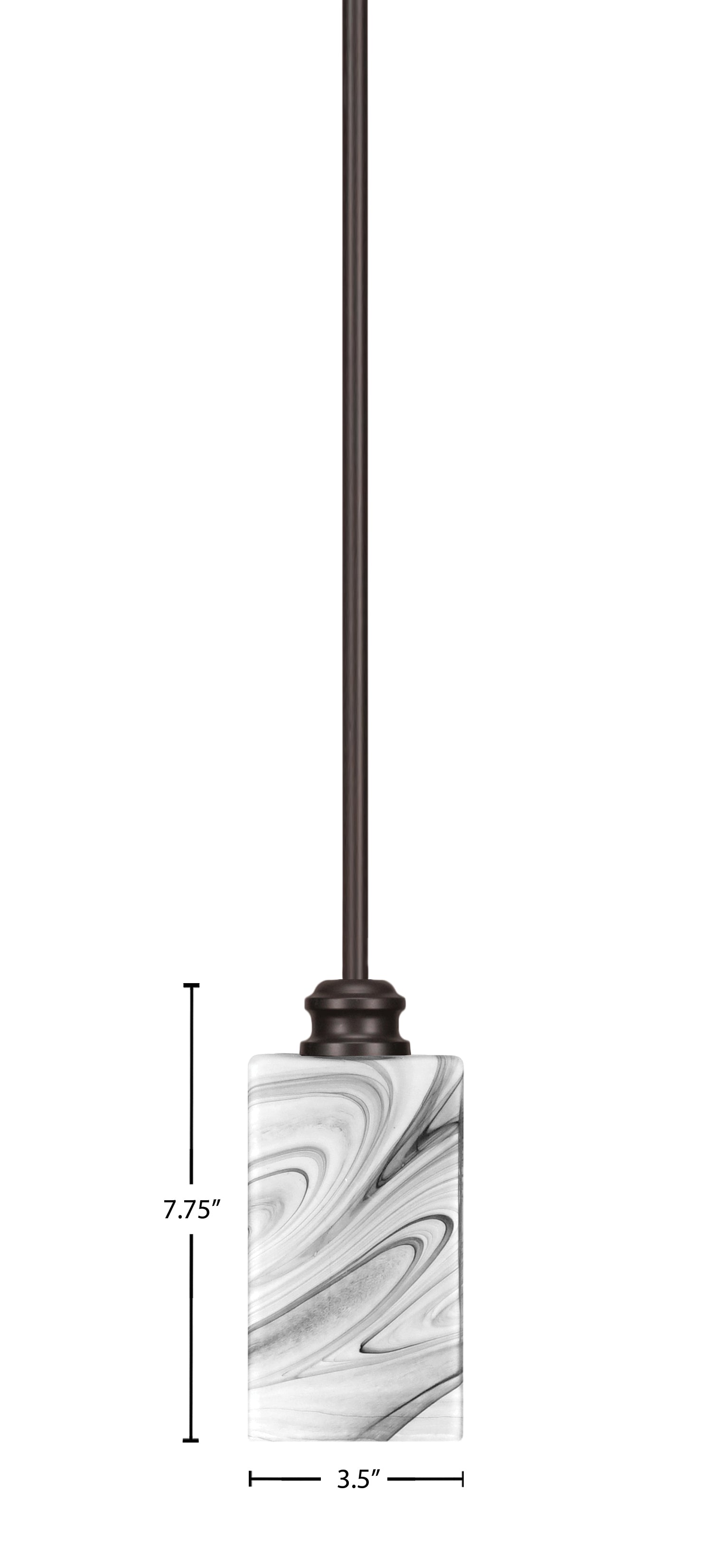 Edge One Light Mini Pendant in Espresso with 3.5" Square Onyx Swirl Shade