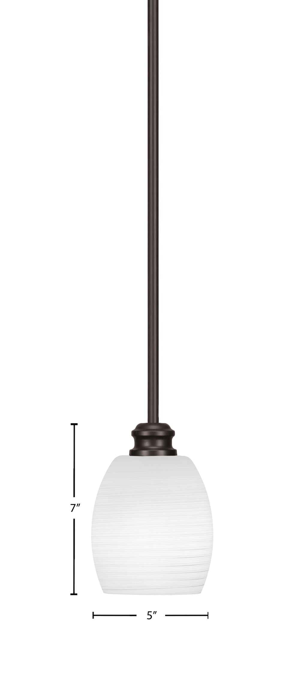 Edge One Light Mini Pendant in Espresso with 5" White Linen Shade