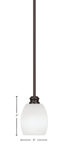 Edge One Light Mini Pendant in Espresso with 5" White Linen Shade