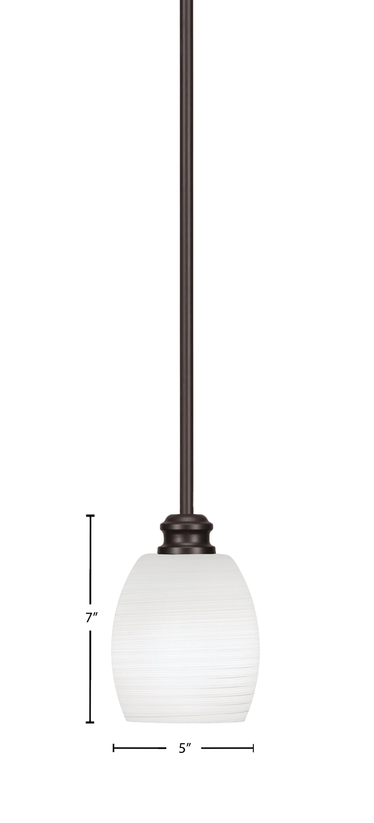Edge One Light Mini Pendant in Espresso with 5" White Linen Shade