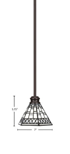 Edge One Light Mini Pendant in Espresso with 7" Pewter Art Glass Shade