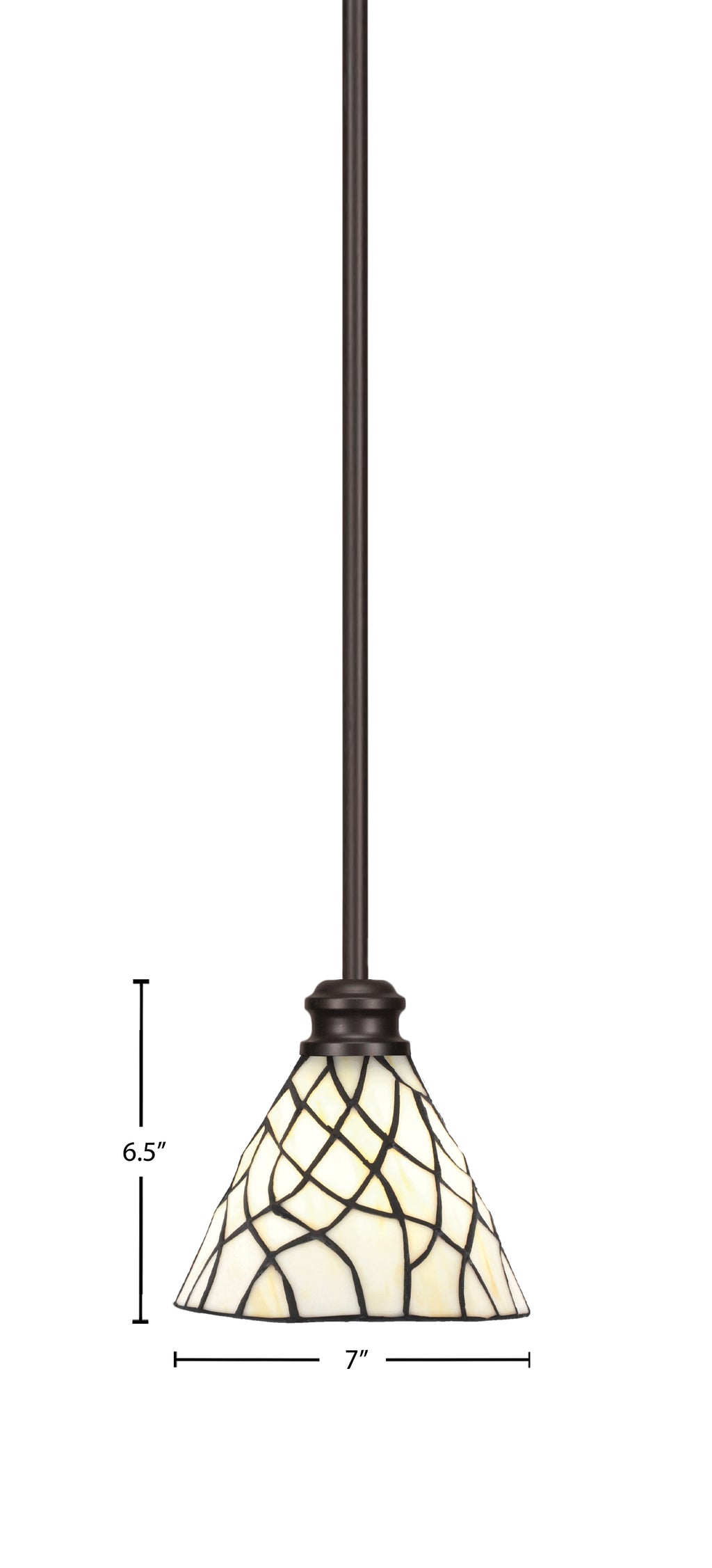 Edge One Light Mini Pendant in Espresso with 7" Sandhill Art Glass Shade