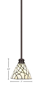 Edge One Light Mini Pendant in Espresso with 7" Sandhill Art Glass Shade