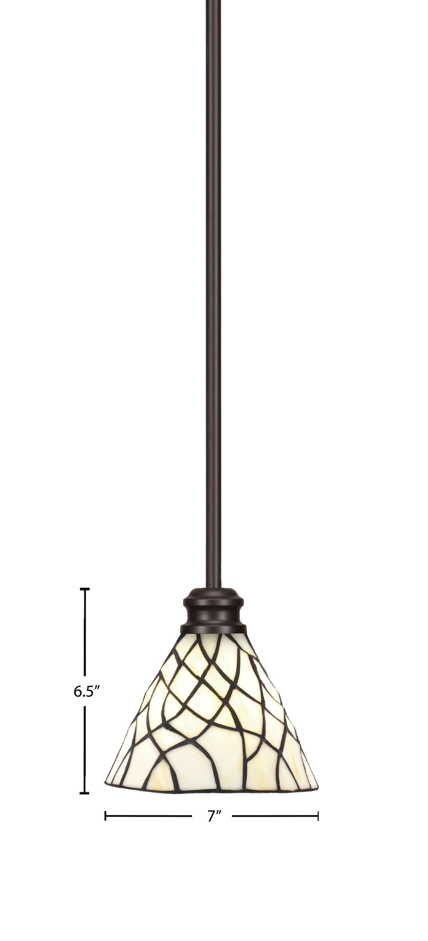 Edge One Light Mini Pendant in Espresso with 7" Sandhill Art Glass Shade