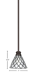 Edge One Light Mini Pendant in Espresso with 7" Diamond Ice Art Glass Shade