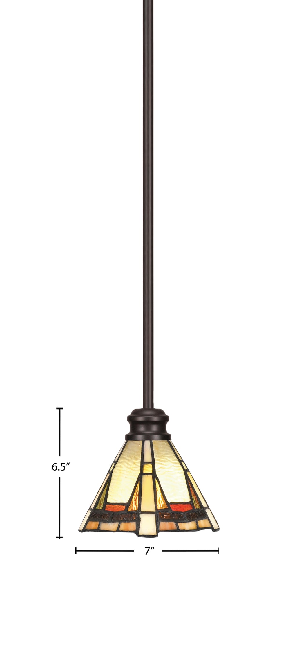 Edge One Light Mini Pendant in Espresso with 7" Zion Art Glass Shade