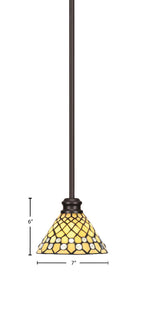 Edge One Light Mini Pendant in Espresso with 7" Starlight Art Glass Shade
