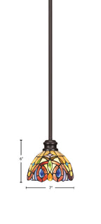 Edge One Light Mini Pendant in Espresso with 7" Lynx Art Glass Shade