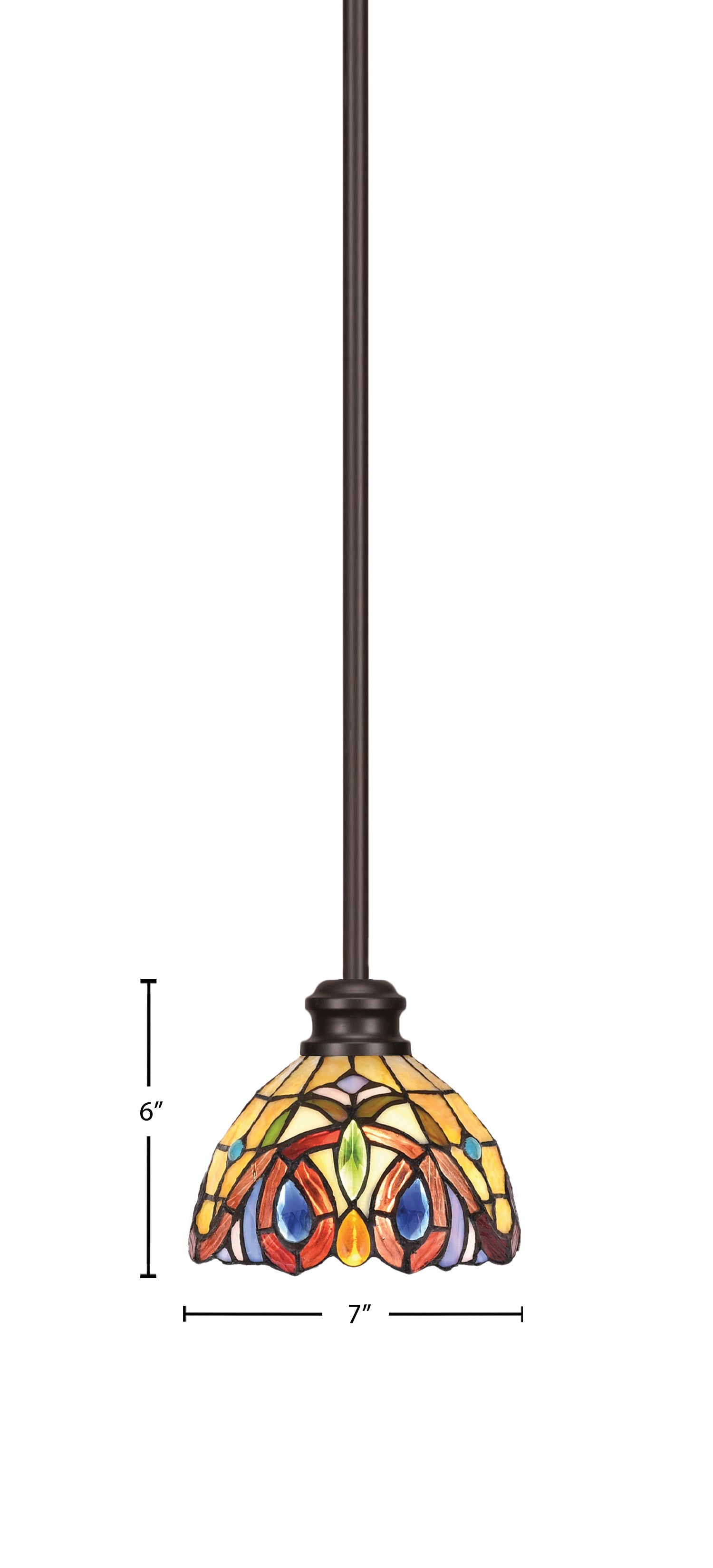 Edge One Light Mini Pendant in Espresso with 7" Lynx Art Glass Shade