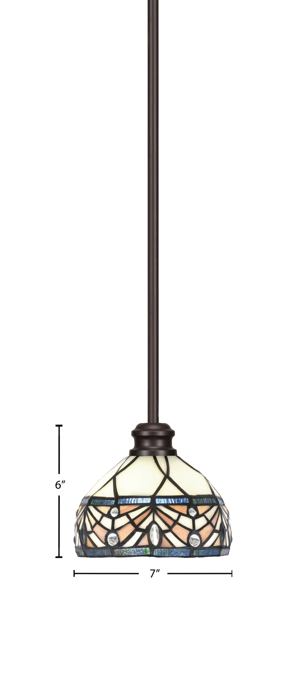 Edge One Light Mini Pendant in Espresso with 7" Royal Merlot Art Glass Shade