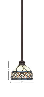 Edge One Light Mini Pendant in Espresso with 7" Royal Merlot Art Glass Shade